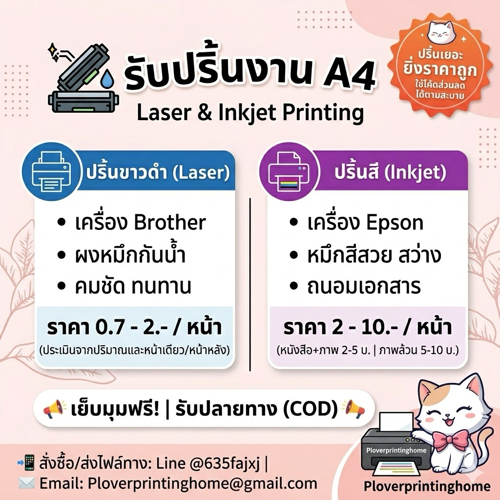 ปริ้นงาน ปริ้นเอกสาร | เข้าเล่มกระดูกงู,สันเกลียว | เคลือบแข็ง | ขนาด A4&A5 …โพสต์ 3