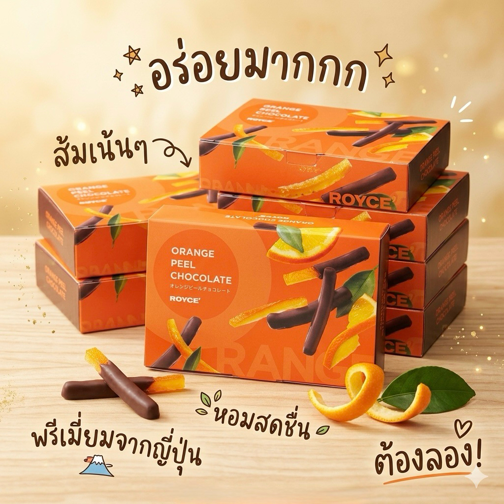 ‼️ของแท้จากญี่ปุ่น‼️ROYCE ORANGE PEEL CHOCOLATE เปลือกส้มเคลือบช้อกโกแลต เนื้อสัมผัสของเปลือกนุ่ม