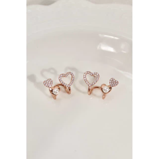 TROPHIES.CO - Triple Love Earrings ต่างหูหัวใจ ต่างหูไข่มุก