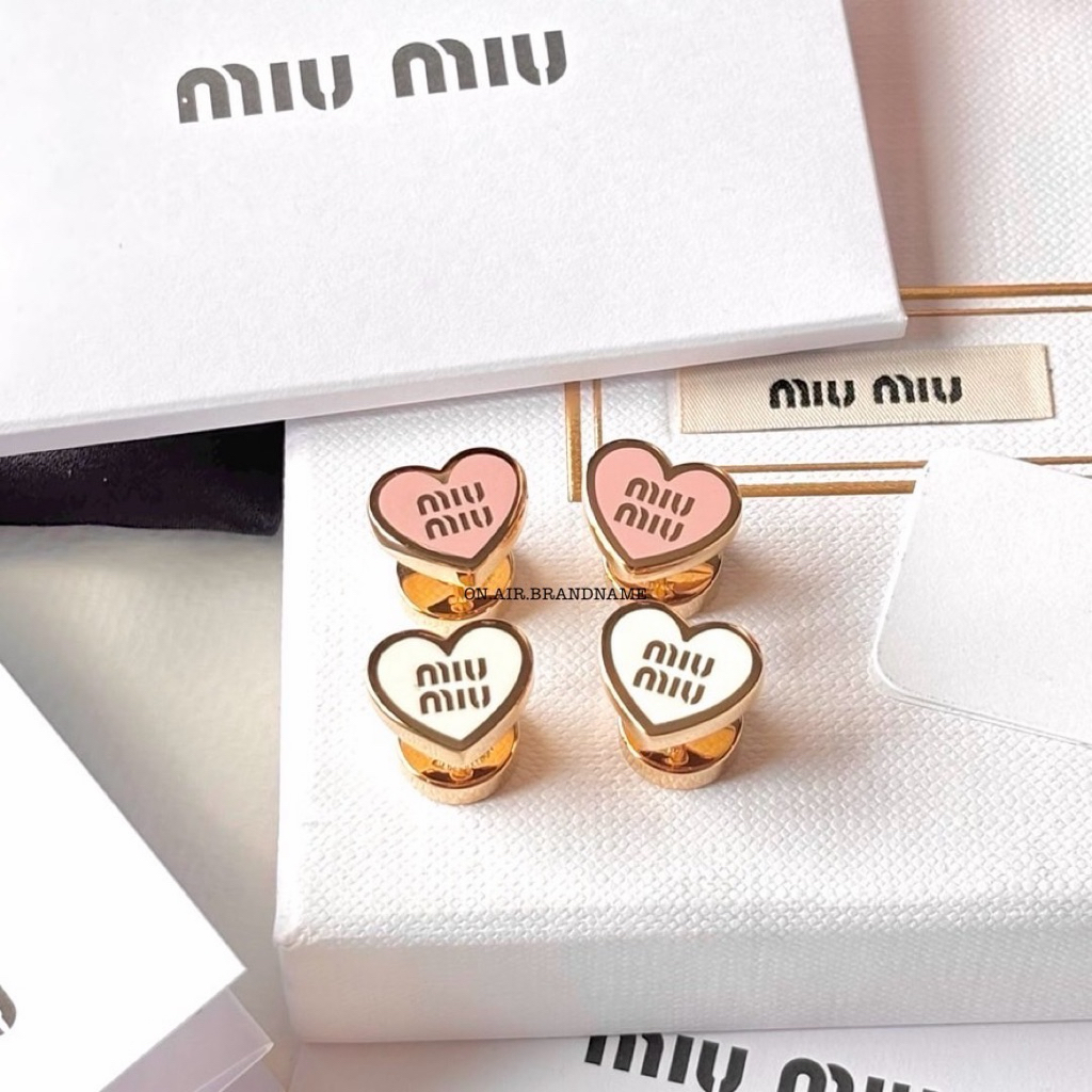 🩷ของแท้💯ถูกที่สุด🎉New miu miu earrings heart ต่างหู หัวใจ หายากมาก น่ารักสุดๆ