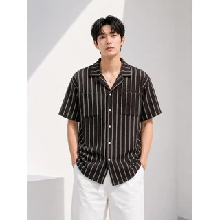 AMTAR Summer Knit Shirt เสื้อเชิ้ตโปร่ง ผ้าตาข่าย ลายทางสไตล์เกาหลี