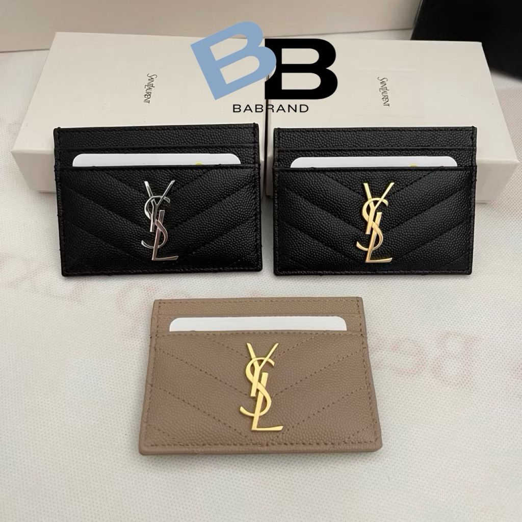 🔥พร้อมส่ง🔥 New YSL Cassandre matelasse card case in grain De Poudre Leather