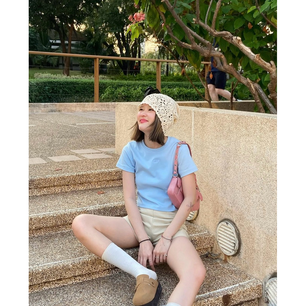 🥣 เสื้อครอป GWT Baby Tee - Baby blue S (Used)