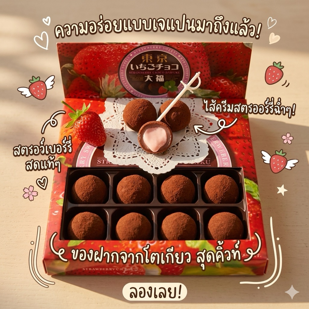 ของใหม่จากญี่ปุ่น Tokyo Choko Daifuku แป้งโมจิอันเหนียวนุ่ม เหนียว เนียน หนึบ รสชาติละมุนละไม หวานหอมละมุนลิ้น