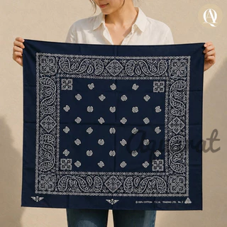 ผ้าโพกหัว ผ้าพันคอ ผ้าเช็ดหน้าวินเทจ Cotton แท้ 100% ‼️ขนาด70x70cm พร้อมส่ง‼️‼️