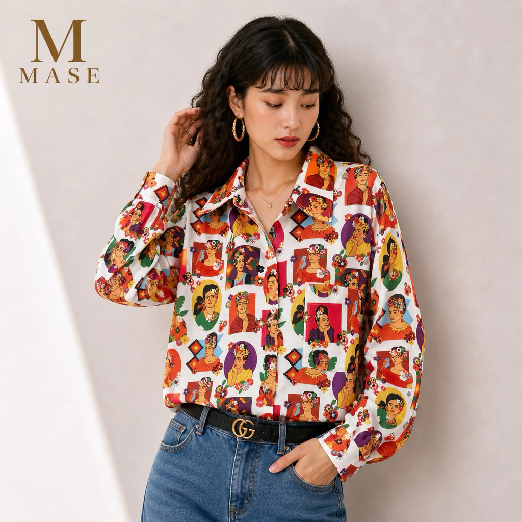 เสื้อเชิ้ตพิมพ์ลายดอกไม้ แขนสั้น ผู้หญิง อก 46 thumbnail 5