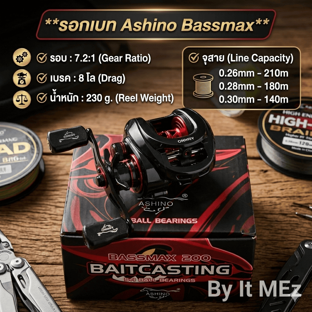 [ รับตรงจากบริษัท ] รอกหยดน้ำ รอกอะชิโน่ รอกเบท Ashino Bassmax 5+1BB คุณภาพดี มีเสียงเวลาลาก Casting reel