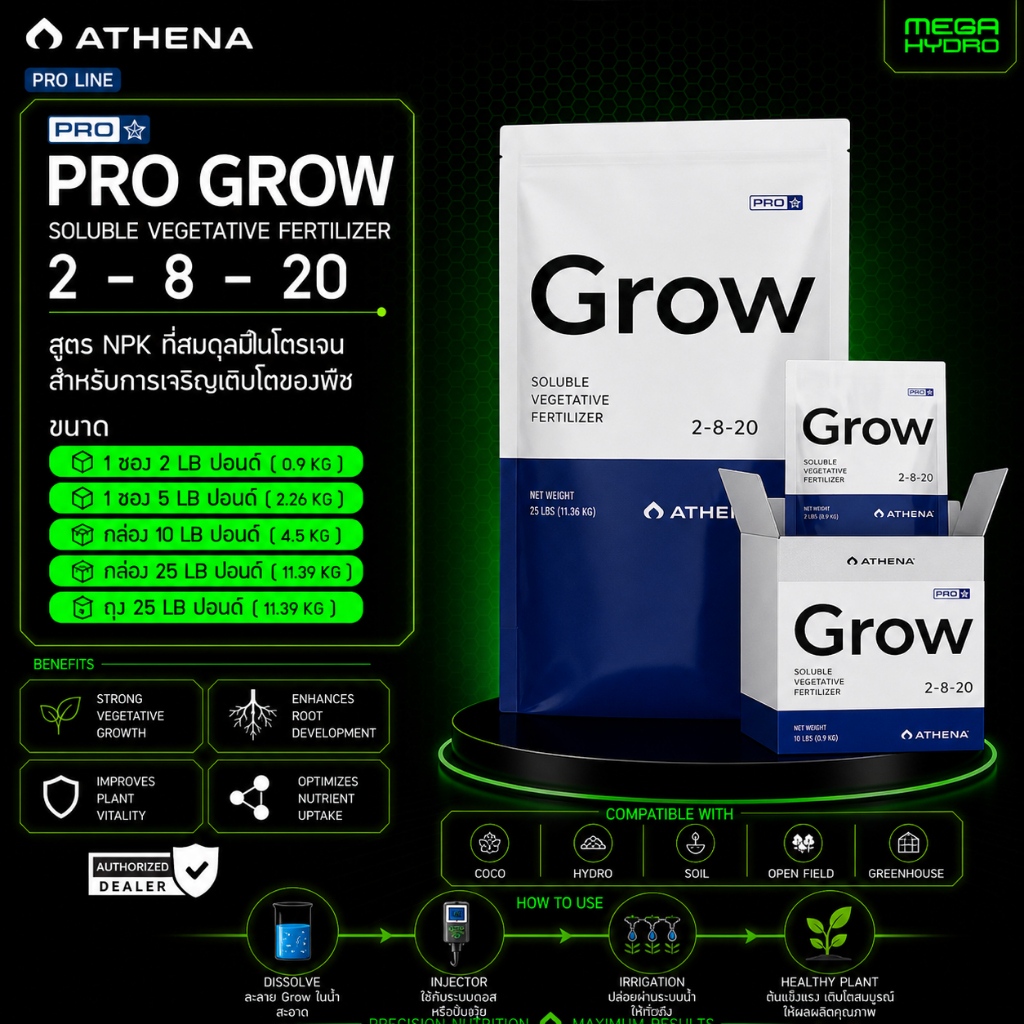ปุ๋ย Athena Pro Grow ของแท้ 100% พร้อมส่ง ปุ๋ยทำต้นทำใบ เสริมการเติบโตของพืชและช่วยเร่งรากให้แข็งแรง