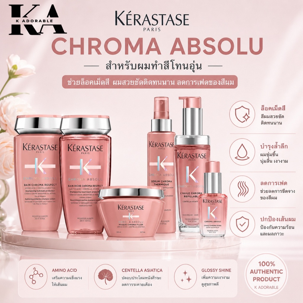 [ครบชุด] Kerastase Chroma Absolu สำหรับดูแลผมทำสี Shampoo / Masque / Leave-in [รับประกันของแท้ 100%]