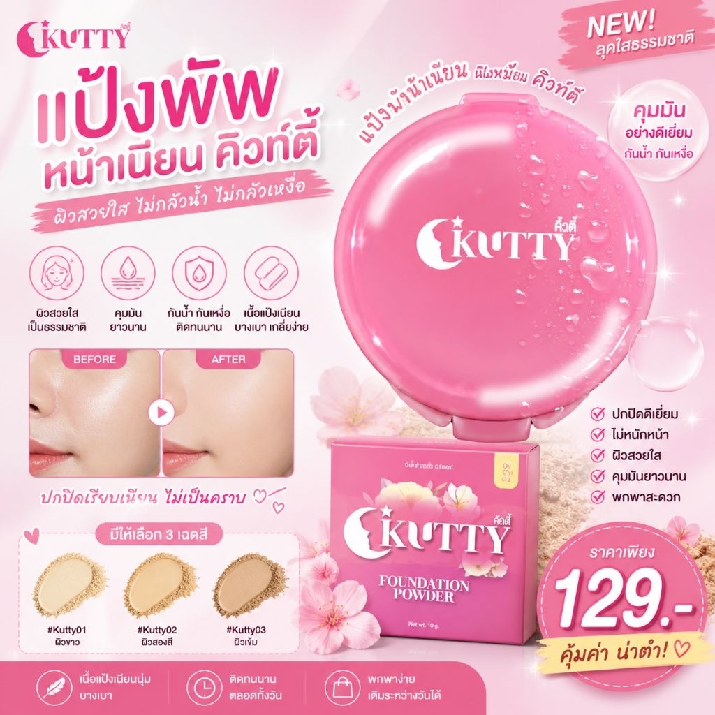 แป้งคิ้วตี้ฟาวเดย์ชั่น แป้งหน้าเนียน คุมมัน