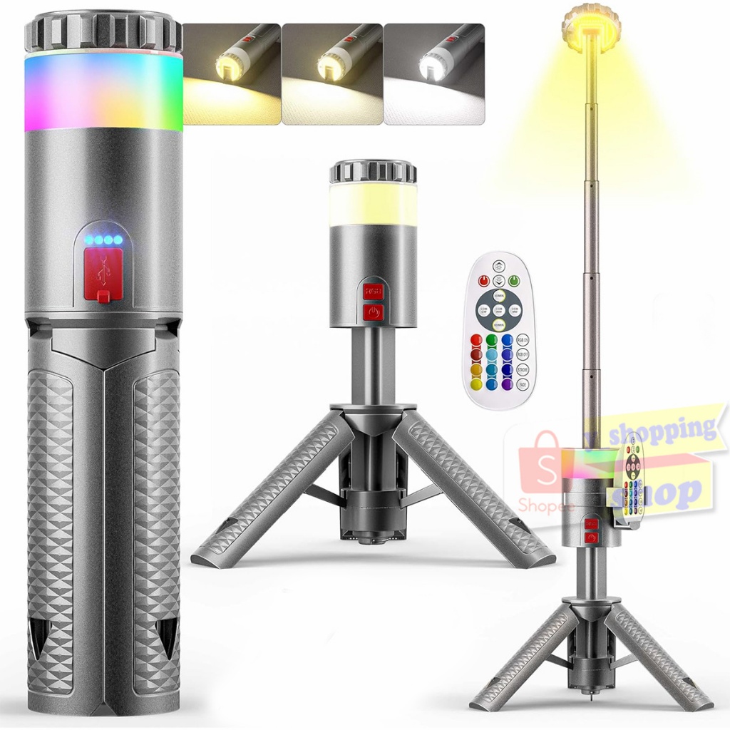 C24  CMMPING LIGHT ไฟฉายพกพา ไฟแคมป์ปิ้ง สว่างมาก สามารถยืดได้ ปรับได้ 10โหมดTYPE-C Rechargeable