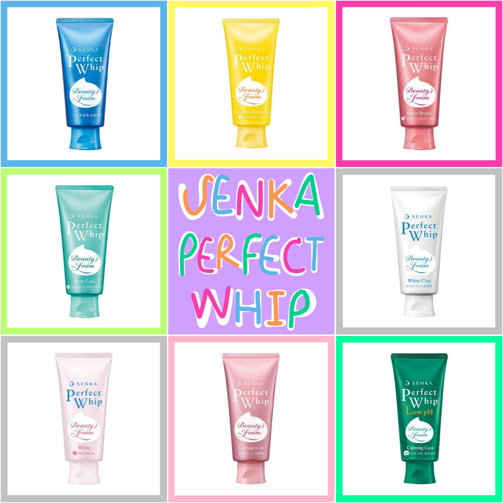 💙 แท้ 100% มี อย. Senka Perfect Whip เซนกะ 🤍 100g 120g Fresh White Clay Sakura Collagen Acne Cica VitC Berry โฟมล้างหน้า