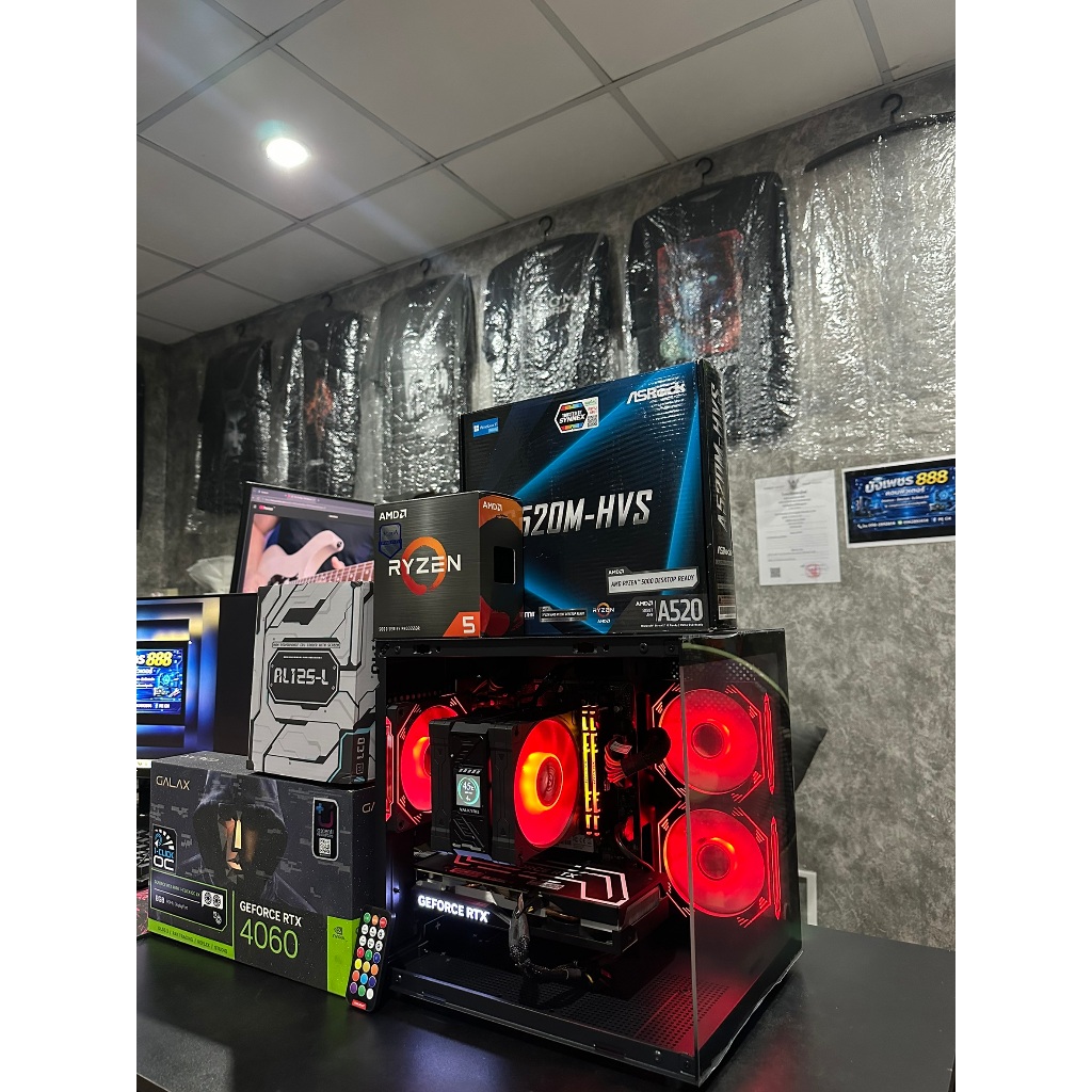 คอมเซ็ต มือสอง Spec R5 5500 / Galax 4060 8gb / A520M VDH DDR4 / Ram 16gb(8*2) bus 3200 / M.2 512gb /