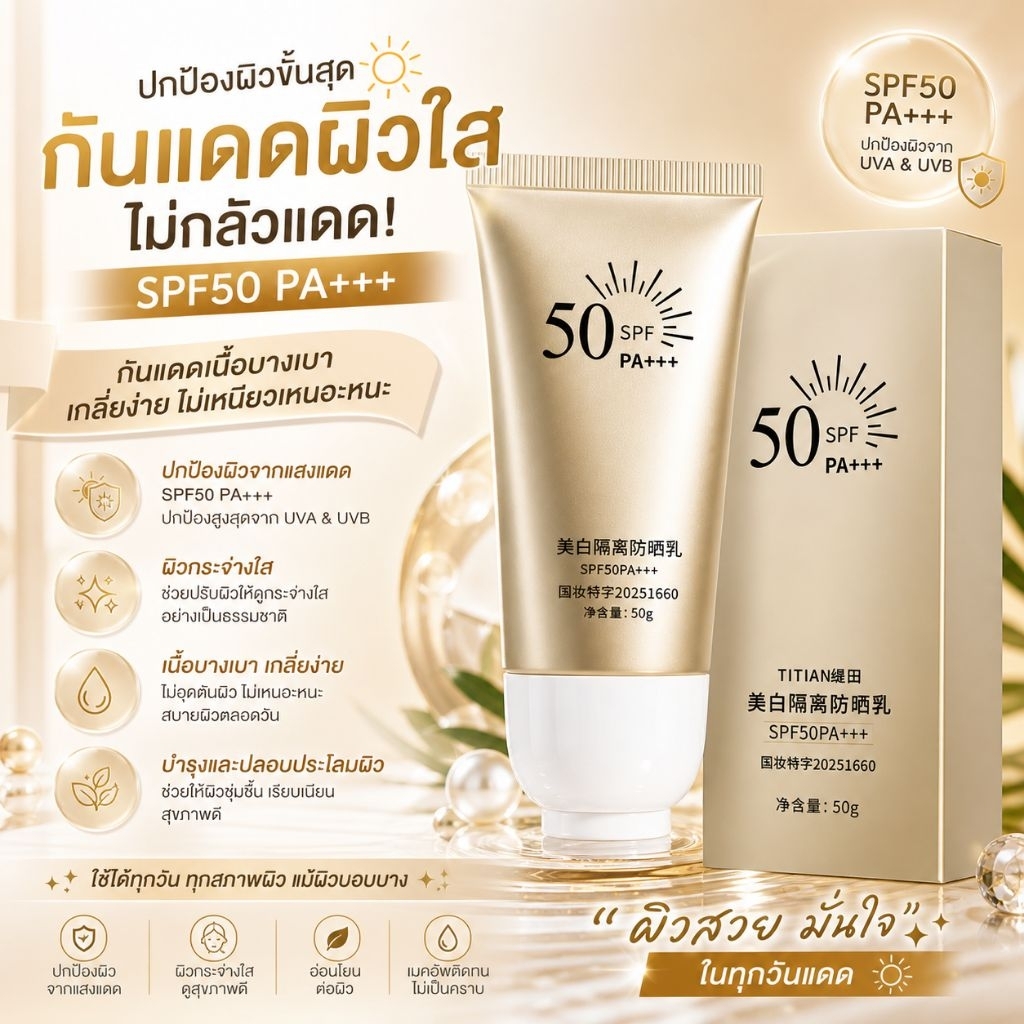 ครีมกันแดดTiTian Whitening Isolation Sunscreen SPF50 PA+++