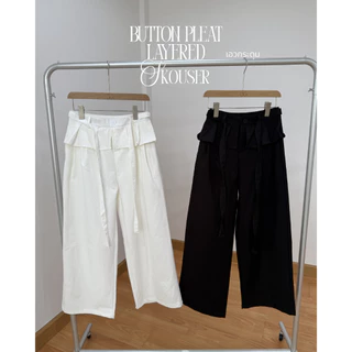 UIUI | BUTTON PLEAT SKOUSER กระดุมหน้า กางเกง ระบายพลีทด้านหน้า