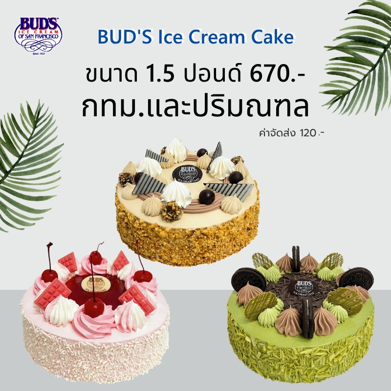 BUD'S ไอศกรีมเค้ก 1.5 ปอนด์ เพียง 670 บาท กทม-ปริมณฑล ค่าขนส่ง 120 บาท