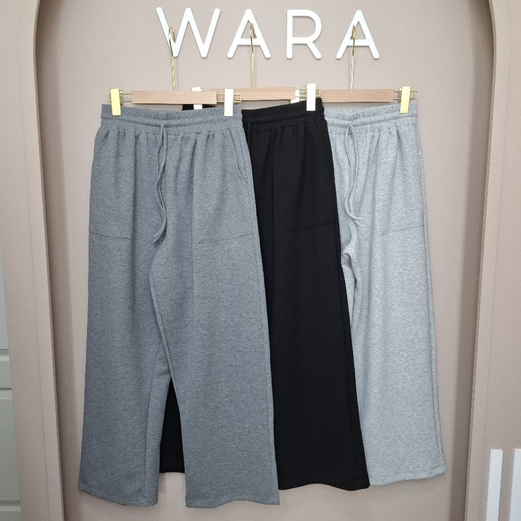 [ CP1 ] WARA กางเกงขายาวสบายพุง(มีเชือก) ผ้า Cotton 260g
