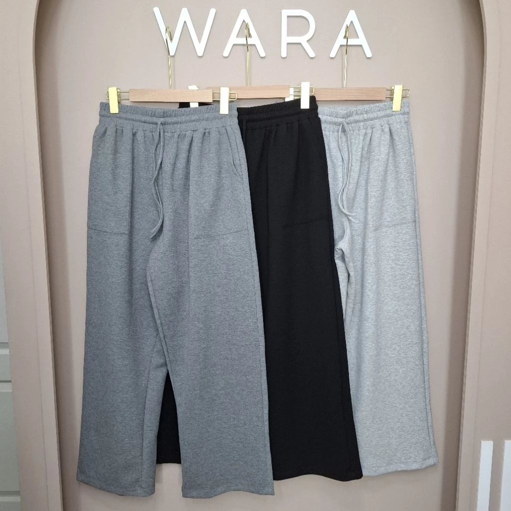 [ CP1 ] WARA กางเกงขายาวสบายพุง(มีเชือก) ผ้า Cotton 260g