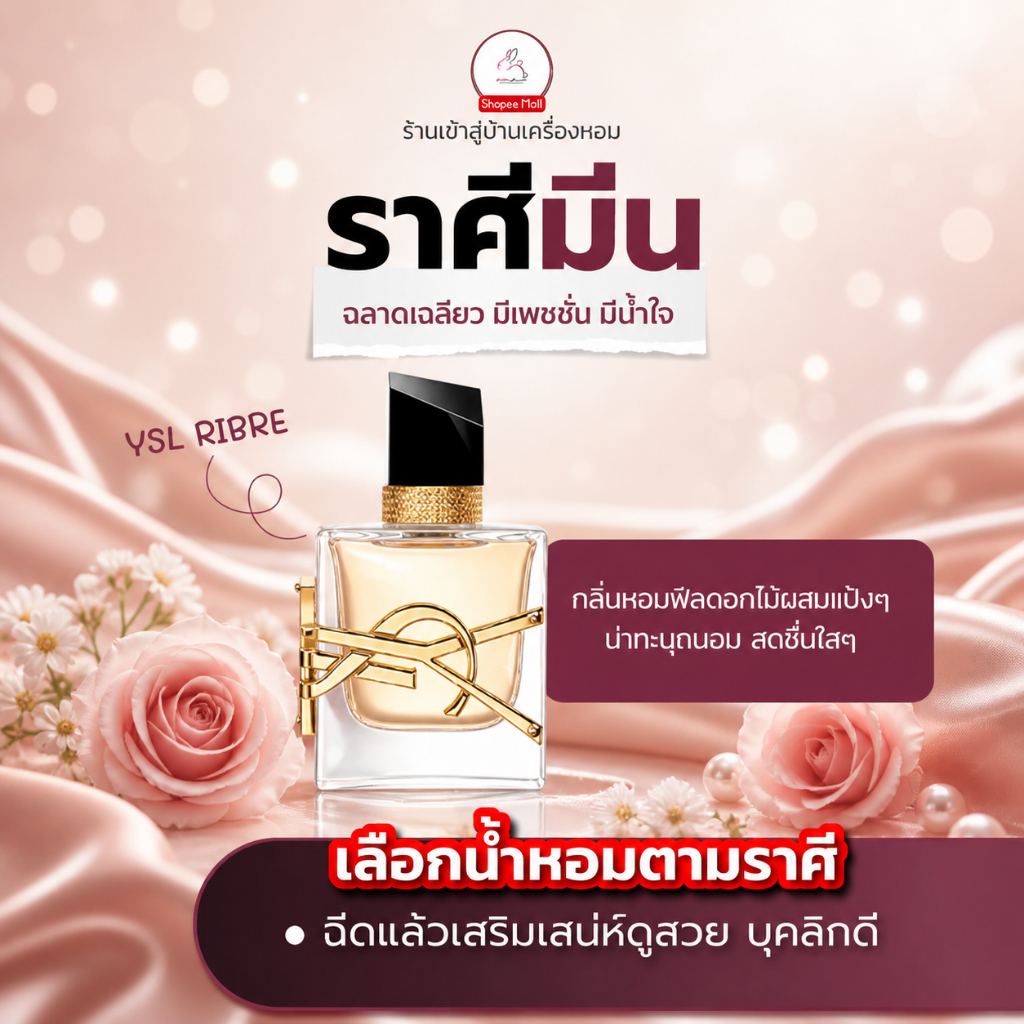 น้ำหอม ราศีมีน RIBRE Seecha oil Perfume น้ำหอมราศีมีน ฉลาดเฉลียว มีแพชชั่น มีน้ำใจ 50ml