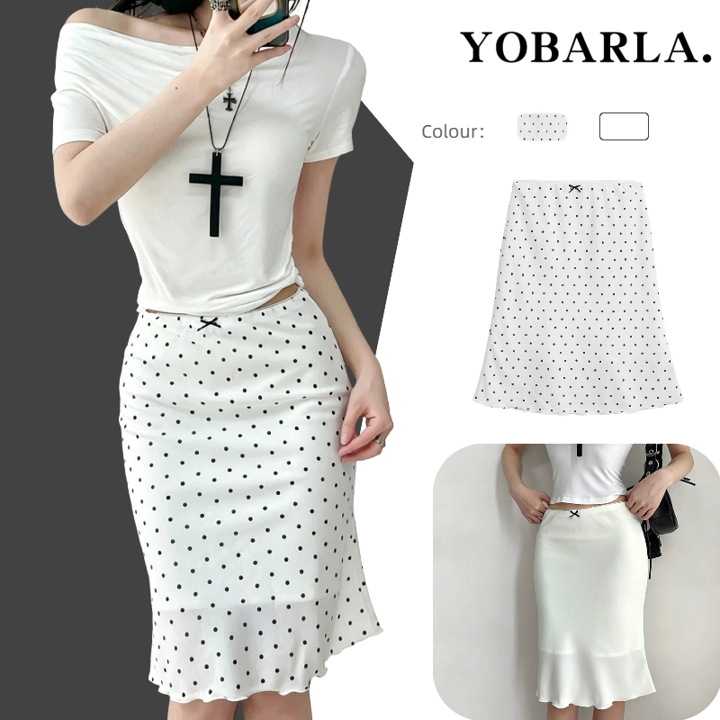 Midi skirts Polka dots skirt ลูกไม ้ ฝรั ่ งเศสต ่ ําเอวมินิกระโปรงผู ้ หญิงฤดูร ้ อนเซ ็ กซี ่ กระโปรงบอดี ้ คอน