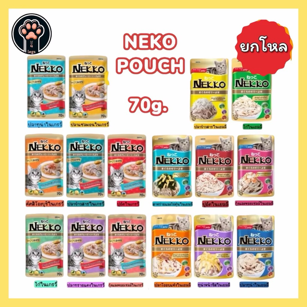 ส่งด่วน🚀(12ซอง) Nekko Cat Pouch เน็กโกะ อาหารเปียกสำหรับแมวโตและลูกแมว จำนวน 12 ซอง