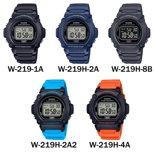 CASIO นาฬิกาข้อมือผู้ชาย สายเรซิ่น รุ่น W-219,W-219H,W-219H-1A,W-219H-2A,W-219H-2A2,W-219H-4A,W-219H