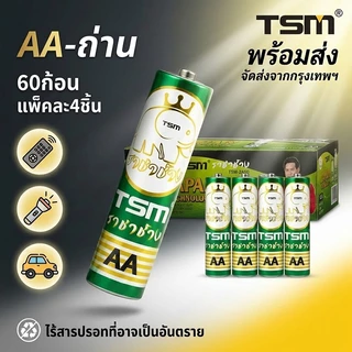 TSM ถ่านไฟฉาย AA 60 ก้อน (15 แพ็ค) รุ่น TSM-2A60 ถ่าน 2A คุณภาพสูง พลังแรง ไร้สารปรอท สำหรับรีโมท ของเล่น นาฬิกา