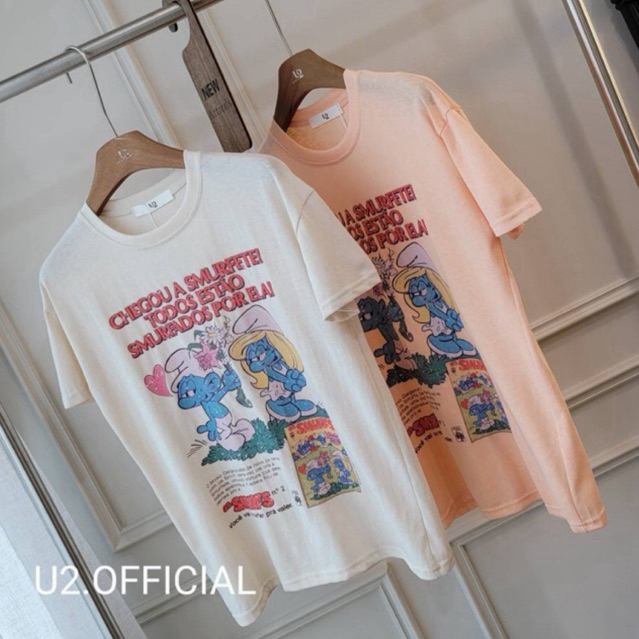 เสื้อยืดแขนสั้นผ้าสลาฟน้อง Smurf สีสดใส รุ่นนี้โทนสีน่ารักทั้ง2 โทนค่ะ สีเสื้อแมทช์กับลายพิมพ์มากก ลาย Summer สุดๆค่ะ