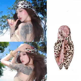 🐆🤎พร้อมส่ง 🐆✨ ผ้าคลุมหัว ลายเสือ , ผูกกางเกง Y2K 💫🎀