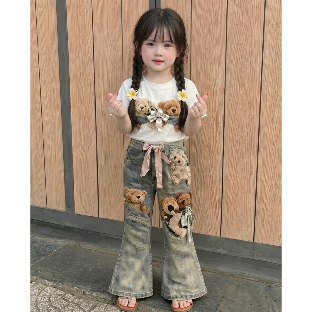 พร้อมส่ง  ba005 8671 ชุดเสื้อน้องหมี