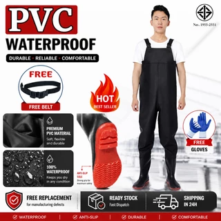 【COD】ชุดเอี๊ยมกันน้ำ PVC พร้อมบูท เนื้อหนา กันน้ำอย่างดี ขนาด 40-45 ชุดกันนํ้า ชุดกันน้ำทั้งตัว เอี๊ยมกันน้ำ waterproof