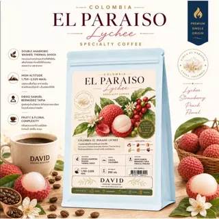 เมล็ดกาแฟโคลัมเบีย ลิ้นจี่ (คั่วอ่อน) Colombia Lychee El Paraiso