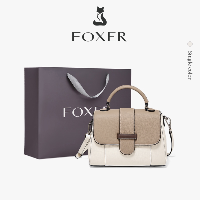 FOXER กระเป๋าสะพายข้างบล็อกสีมือถือทรงสี่เหลี่ยมเล็กกระเป๋าแฟชั่นสตรีคลาสสิก ของขวัญวันวาเลนไทน