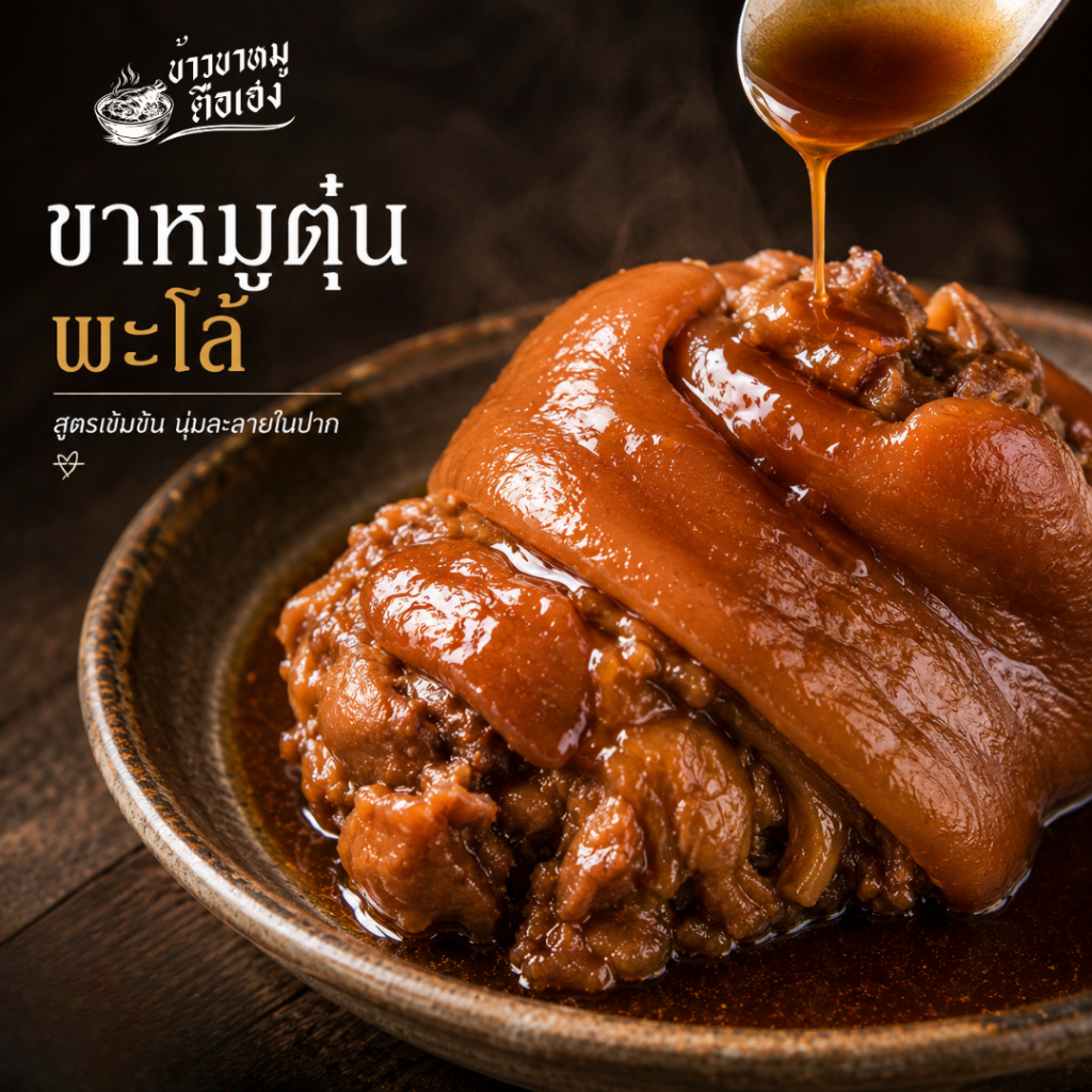 ขาหมูพะโล้ ตือเฮง ยกขา พร้อมทาน เนื้อนุ่มละลายในปาก น้ำราดเข้มข้น มีน้ำจิ้ม
