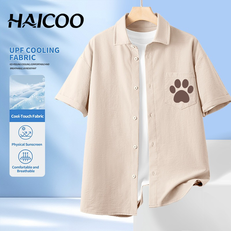 HAICOO สื้อเชิ้ตแขนสั้น ไซส์ใหญ่ M-5XL ระดับพรีเมียม เนื้อบางเบา เย็นสบาย ระบายอากาศ แห้งเร็ว ไม่ต้องรีด