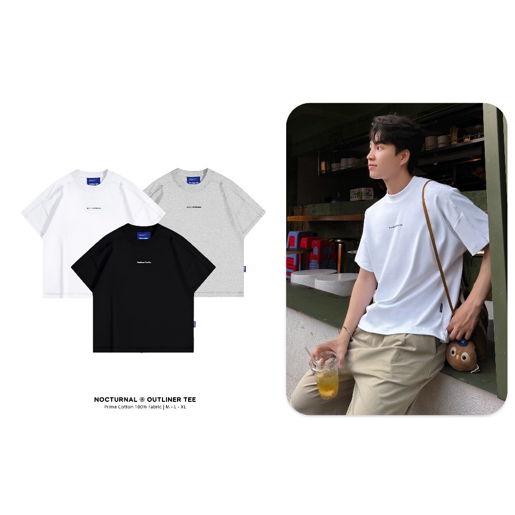 NOCTURNAL Outliner Tee ผ้า Prime Cotton สำหรับผู้ชายและผู้หญิง สไตล์ Vietnam Brand พ