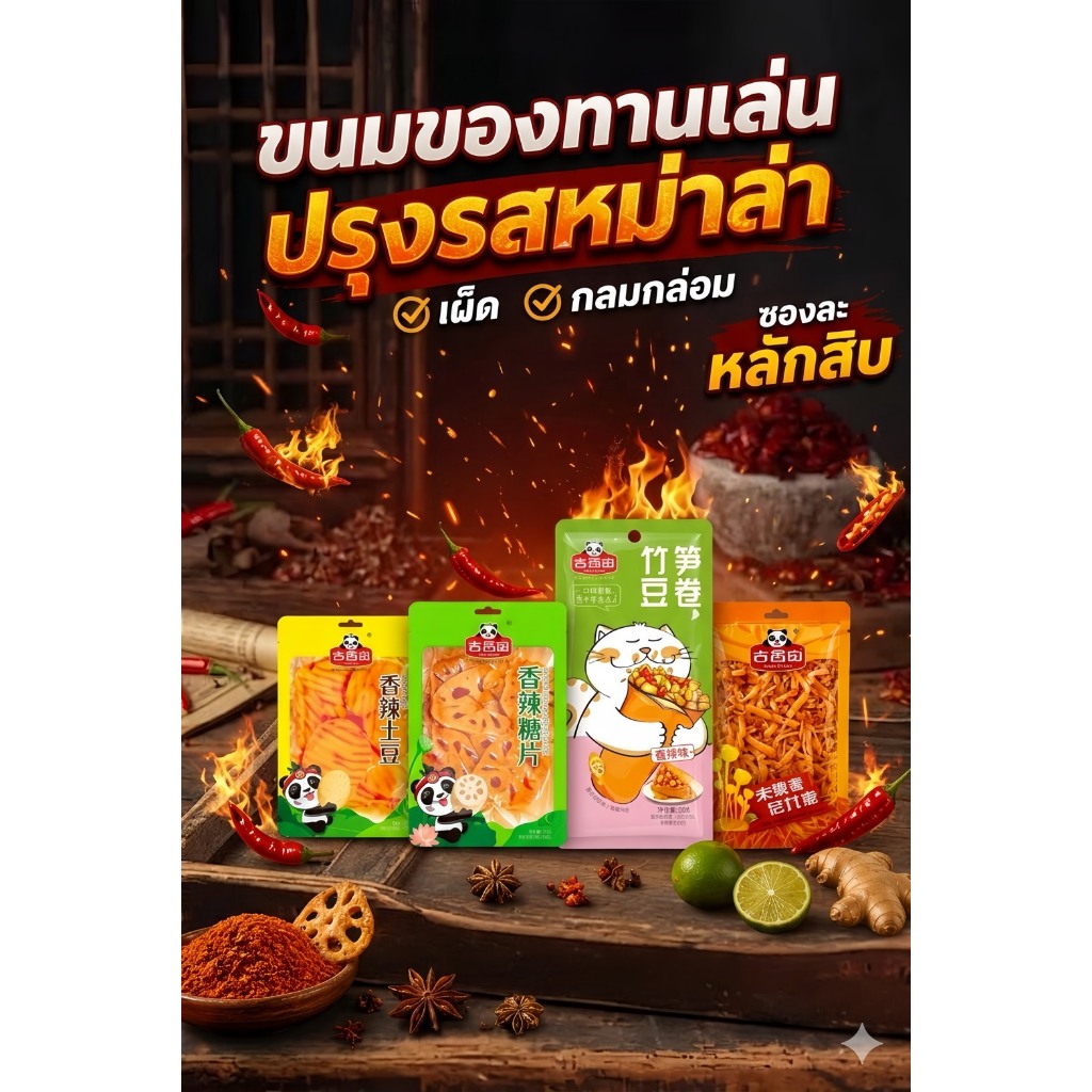ขนมหม่าล่า เต้าหู้ห่อหน่อไม้ เห็ดหม่าล่า หน่อไม้หม่าล่า ปรุงรสหม่าล่าเสฉวน