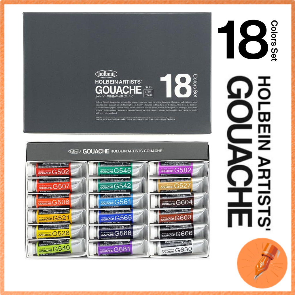 HOLBEIN G713 Gouache Paint Set 18 Colors Opaque Watercolor Paint