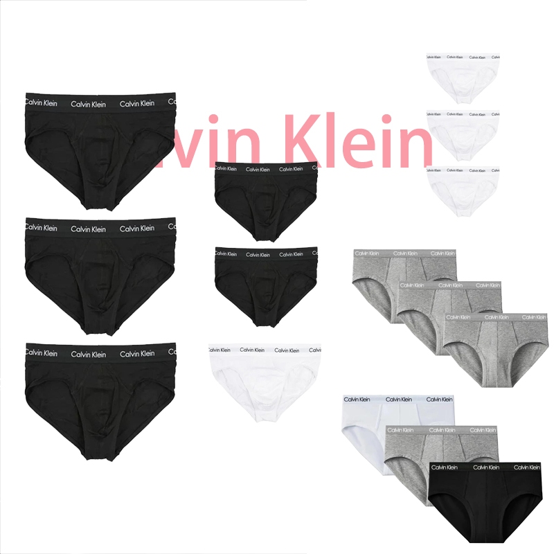 กางเกงชั้นในทรงสามเหลี่ยมของผู้ชาย 3 ชิ้น Calvin Klein Men's Underwear Cotton Stretch Trunks 3pack