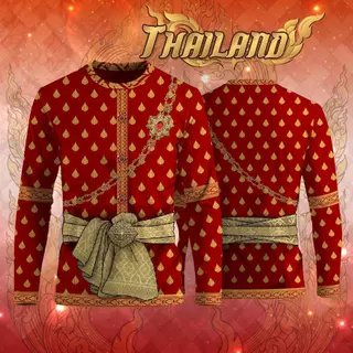 เสื้อยืดพิมพ์ลาย ลายไทยชายแขนยาว เนื้อผ้าไมโครเกรดพรีเมี่ยม