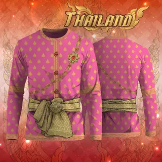 เสื้อยืดพิมพ์ลาย ลายไทยชายแขนยาว เนื้อผ้าไมโครเกรดพรีเมี่ยม