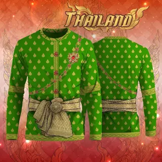 เสื้อยืดพิมพ์ลาย ลายไทยชายแขนยาว เนื้อผ้าไมโครเกรดพรีเมี่ยม