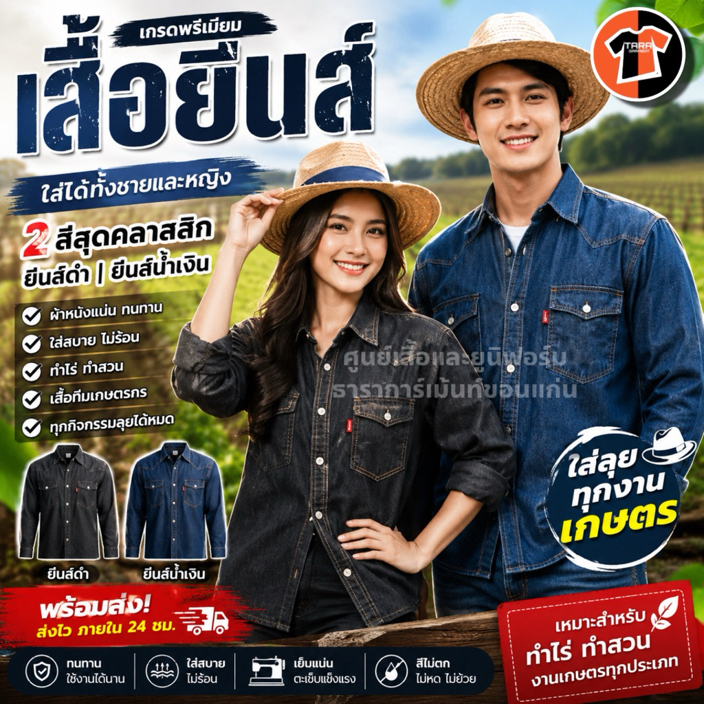 🔥ขายส่ง🔥 เสื้อยีนส์ เสื้อคลุม เกี่ยวข้าว ตัดอ้อย เสื้อเกษตรกร มีสินค้าพร้อมส่ง