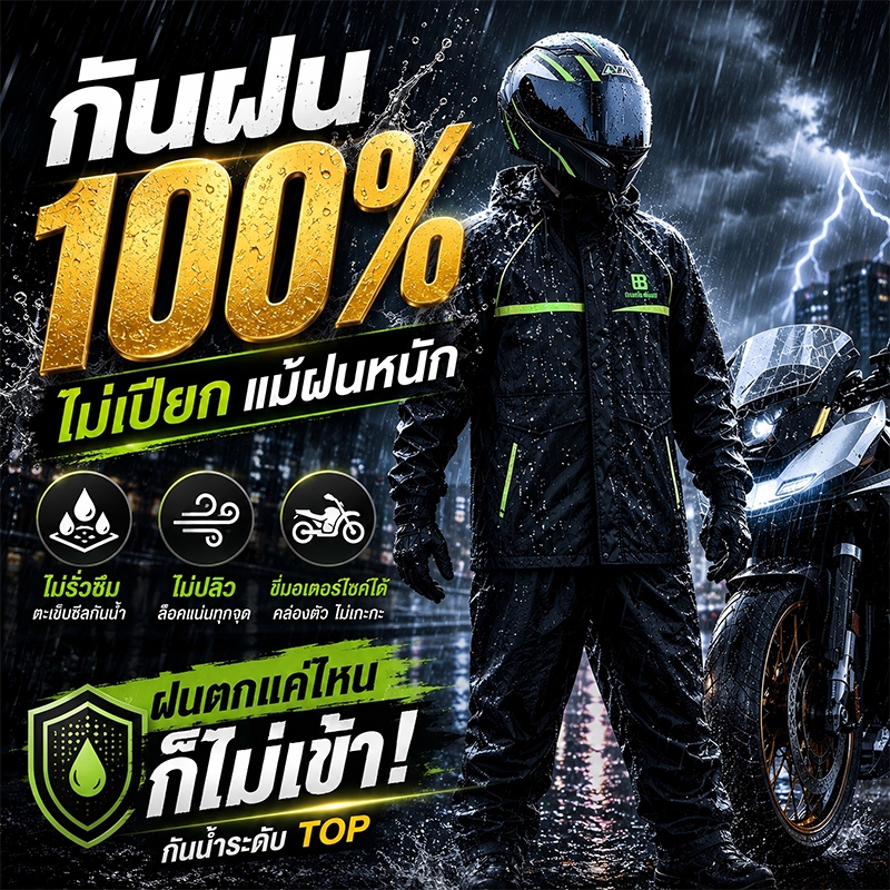 ⛈แฟชั่น กันน้ำ หนา เสื้อกันฝน ชุดกันฝน ชุดกันฝน ขี่ มอเตอร์ไซค์ เสื้อกันฝน มอเตอร์ไซค์ ผู้ใหญ่ L-XXL ไม่รั่ว กันฝนตกหนัก