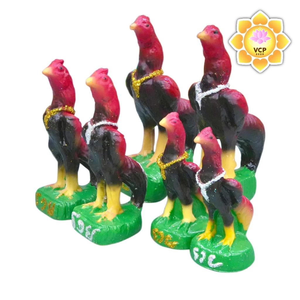 ไก่ (คู่) เรซิ่น รวยเงินทอง ขนาด เล็ก/กลาง/ใหญ่ สูง11/14/17ซม. แก้บน แก้กรรม สะเดาะเคราะห์