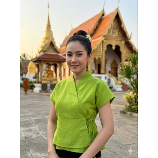 เสื้อพื้นเมืองหญิงเสื้อผ้าฝ้ายป้ายข้าง36"-44"