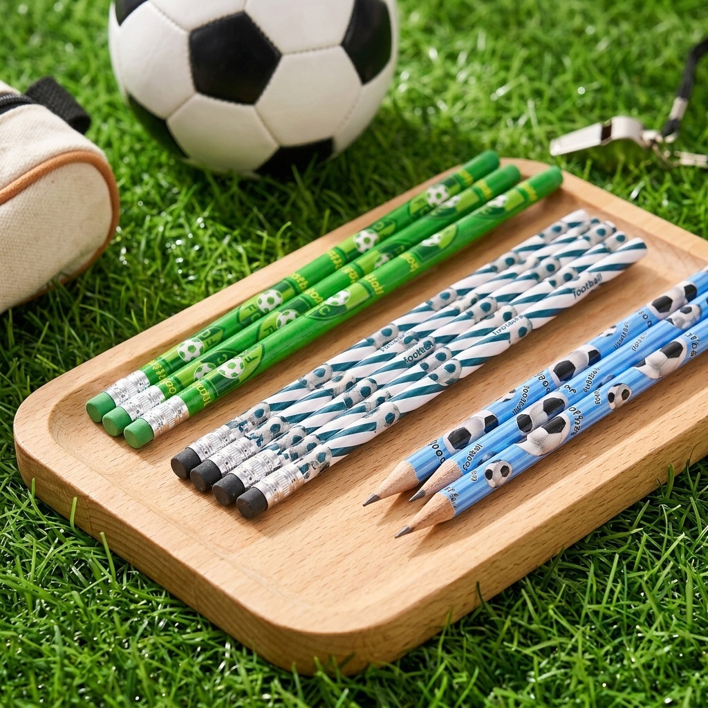 ดินสอบอลโลก ⚽ 12แท่ง ลายฟุตบอล พร้อมยางลบ เครื่องเขียนแฟนบอล สำหรับเด็กนักเรียน