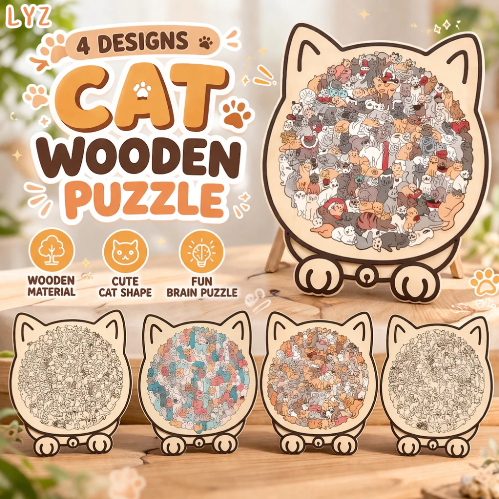 🐱ส่งจากไทย🐶ปริศนาจิ๊กซอว์ไม้แมว เครื่องประดับปริศนาแมว สีปริศนารูปแมวสี โมรันดี พร้อมกรอบรูปแมว ภาพเงา รูปสัตว์แมวตกแต่ง