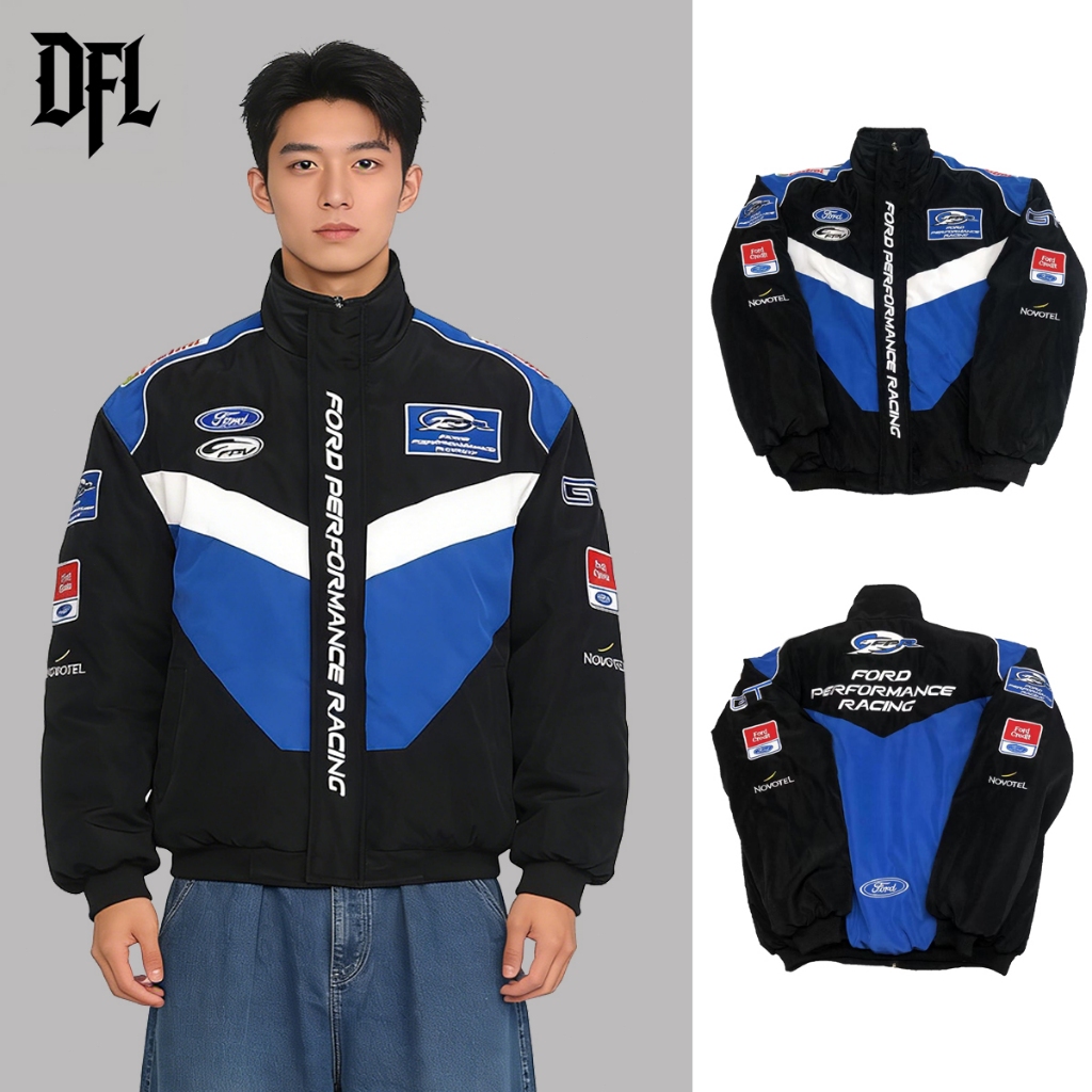 【พร้อมส่งไทย】F1 Ferrari แจ็คเก็ต ลำลอง อเมริกันย้อนยุค ปักลาย เสื้อแข่งรถ กันลม แบบมีซิป สําหรับผู้ชายผู้หญิง