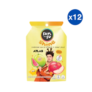 (แพ็ก 12) Sunsu Shine x Atlas ซันซุ เยลลี่ผสมบุก กลิ่นแอปเปิ้ลฟูจิและฝรั่งชมพู